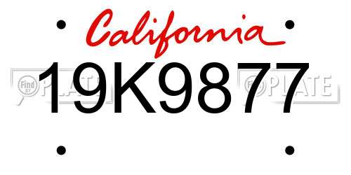 19K9877 California License Plate