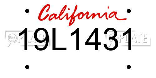 19L1431 California License Plate