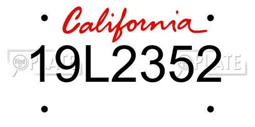 19L2352 California License Plate