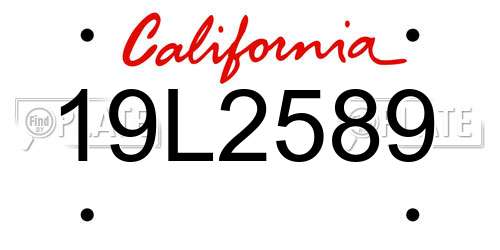 19L2589 California License Plate