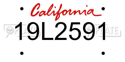 19L2591 California License Plate