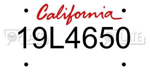 19L4650 California License Plate