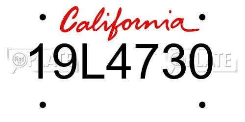 19L4730 California License Plate