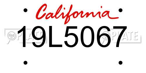 19L5067 California License Plate
