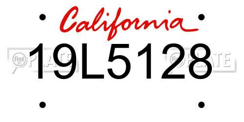 19L5128 California License Plate