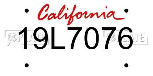 19L7076 California License Plate