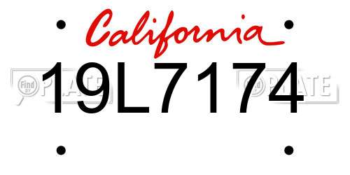 19L7174 California License Plate