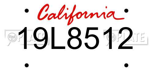 19L8512 California License Plate