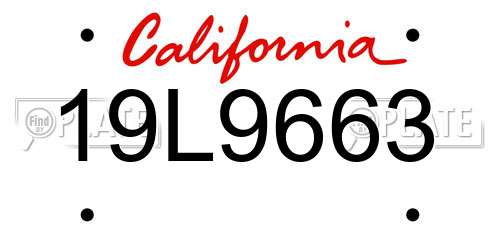 19L9663 California License Plate