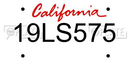 19LS575 California License Plate