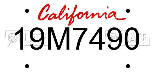 19M7490 California License Plate