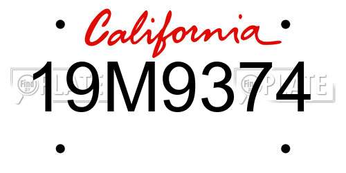 19M9374 California License Plate