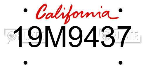 19M9437 California License Plate