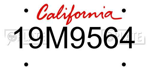 19M9564 California License Plate