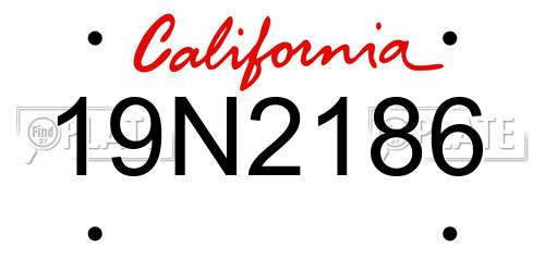 19N2186 California License Plate