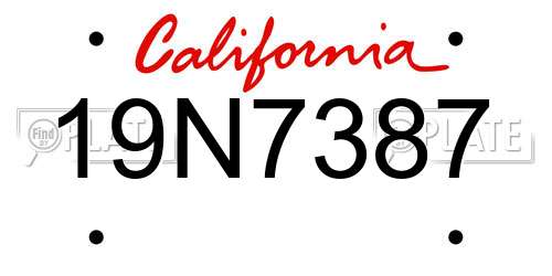 19N7387 California License Plate