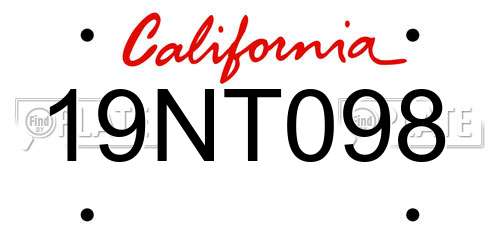 19NT098 California License Plate