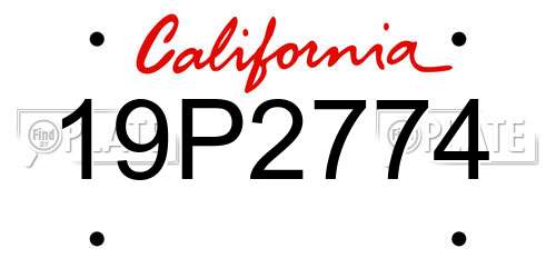 19P2774 California License Plate