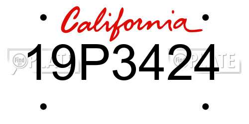 19P3424 California License Plate
