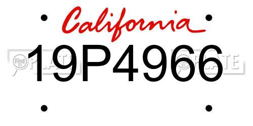 19P4966 California License Plate