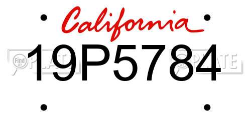 19P5784 California License Plate