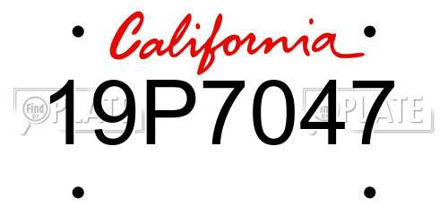 19P7047 California License Plate