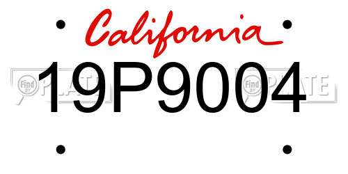 19P9004 California License Plate