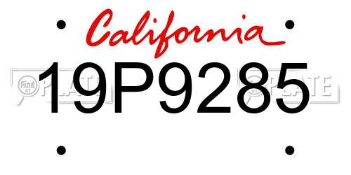 19P9285 California License Plate