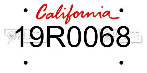 19R0068 California License Plate