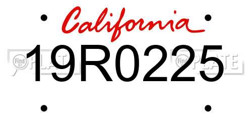 19R0225 California License Plate