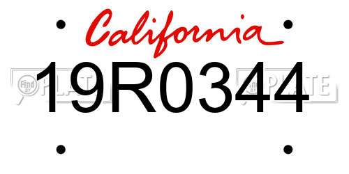 19R0344 California License Plate