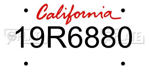19R6880 California License Plate