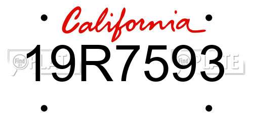 19R7593 California License Plate
