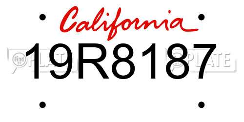 19R8187 California License Plate