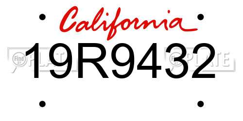 19R9432 California License Plate