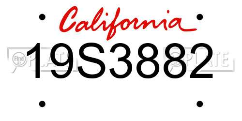 19S3882 California License Plate