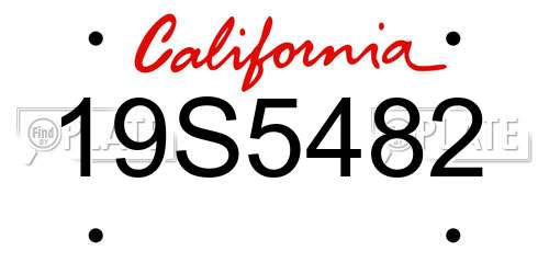 19S5482 California License Plate