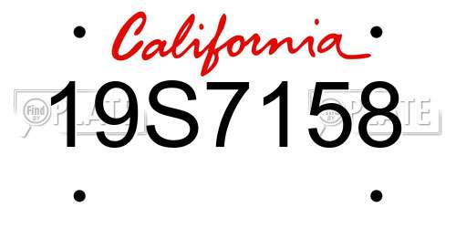 19S7158 California License Plate