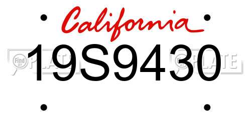 19S9430 California License Plate