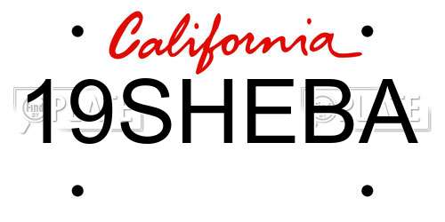 19SHEBA California License Plate