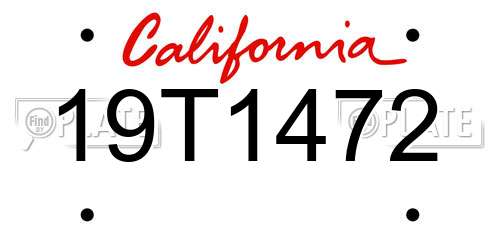 19T1472 California License Plate