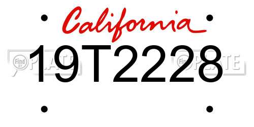 19T2228 California License Plate