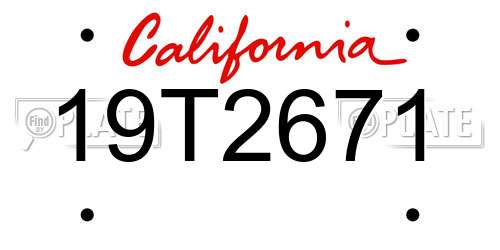 19T2671 California License Plate