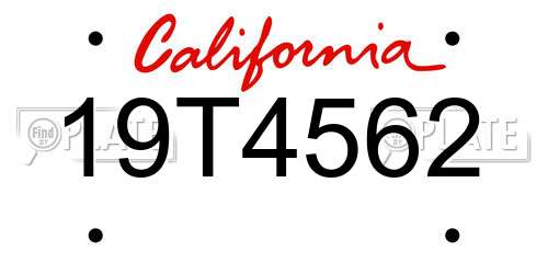 19T4562 California License Plate