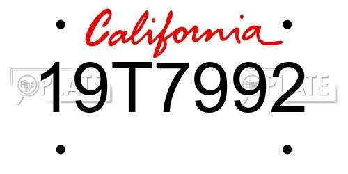 19T7992 California License Plate