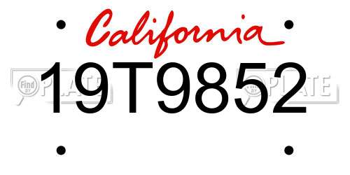 19T9852 California License Plate