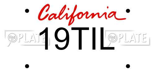 19TIL California License Plate