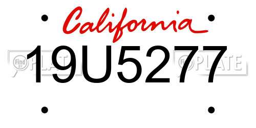 19U5277 California License Plate
