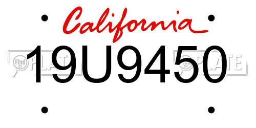 19U9450 California License Plate