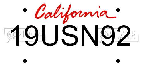19USN92 California License Plate